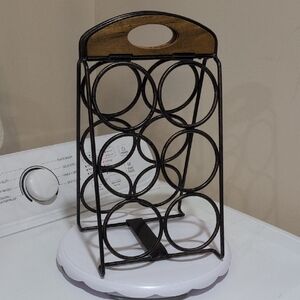 Metal Wine Rack with Wooden Handle